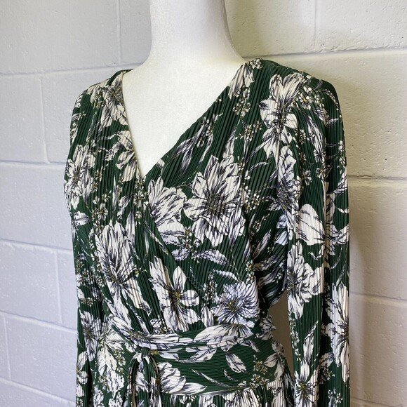 Rachel Rachel Roy Floral Print Midi Pleated Wrap Dress Spruce Bloom Medium - Picture 6 of 13
